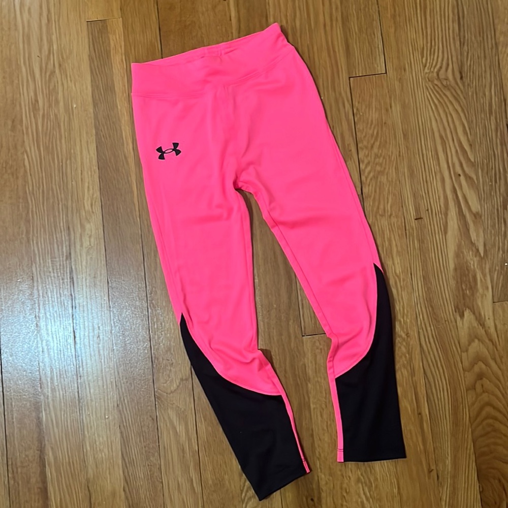 Pink and black UnderArmor leggings